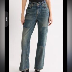 The Khloé High Waist Patch Denim Straight Leg Jeans